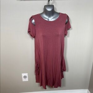 Altar'd State Red A-line Mini Dress with Flutter Sleeves